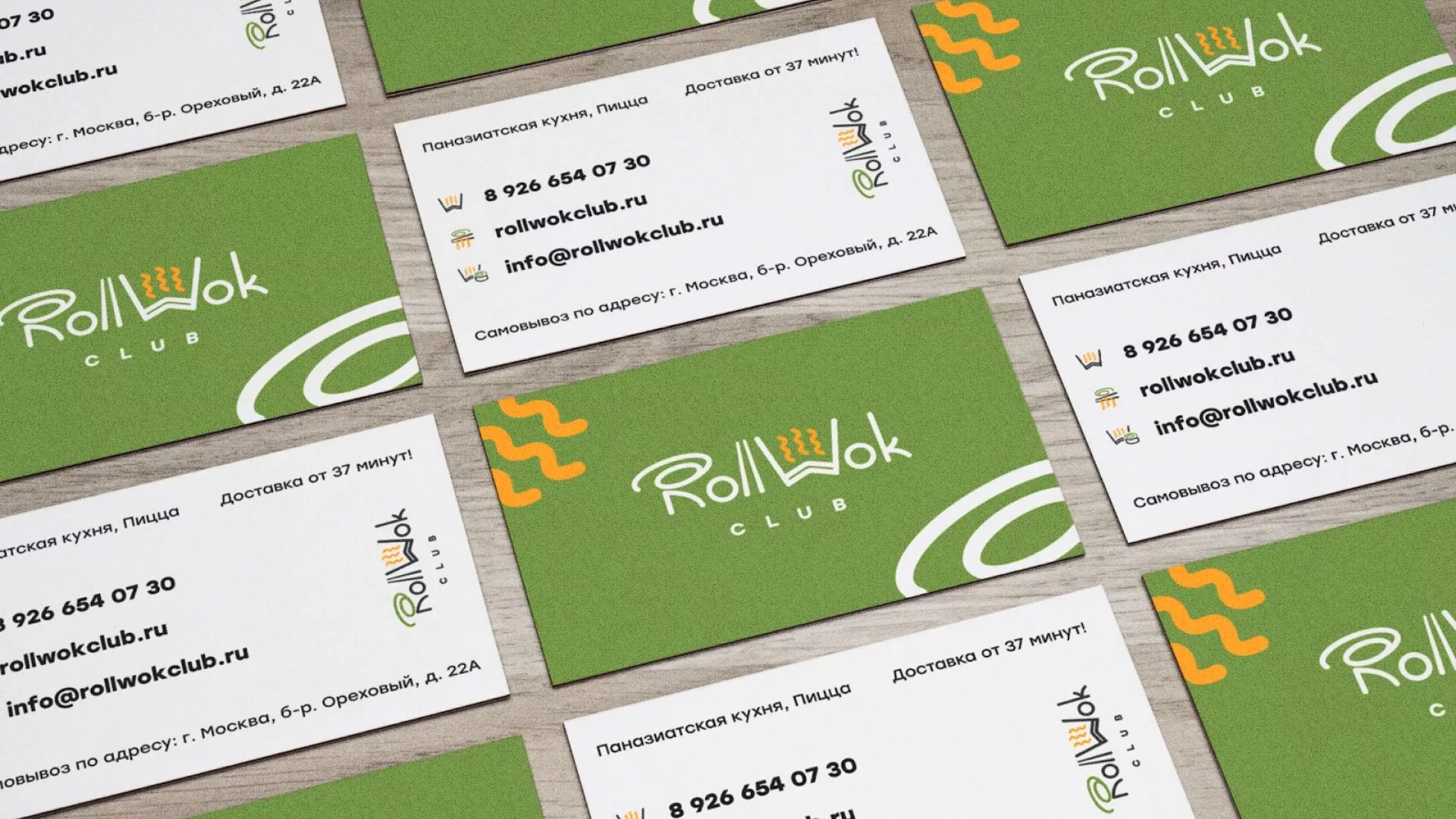 Разработка дизайна визиток суши-бара «Roll Wok Club» в Кызыле